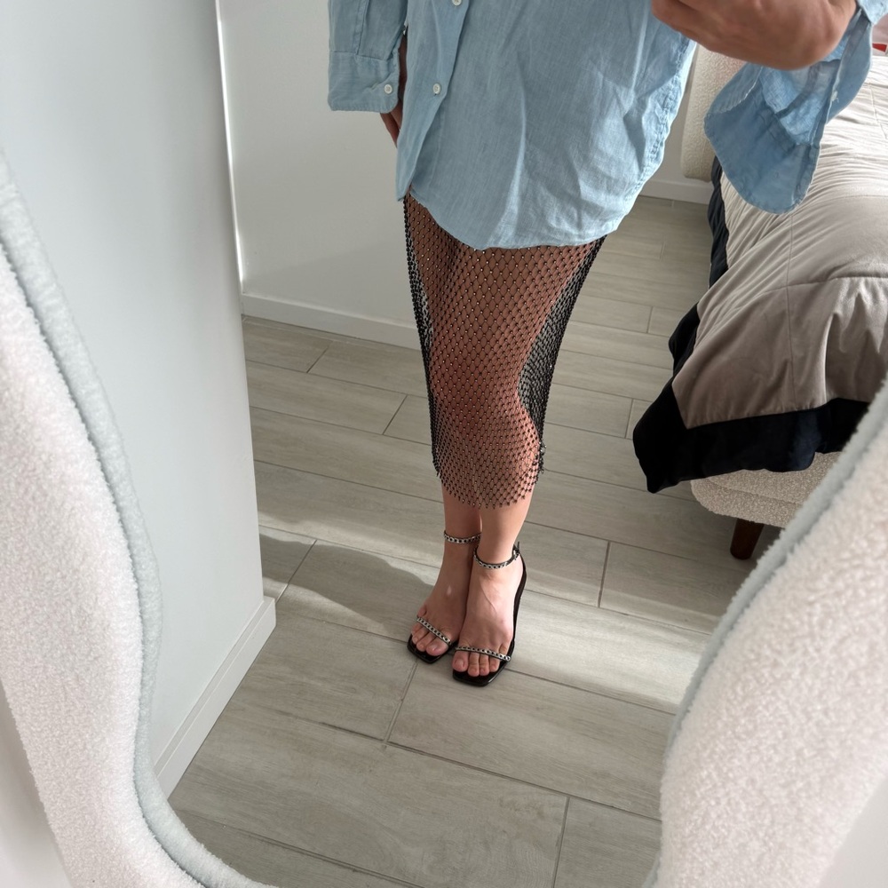 H&M Black Pencil Skirt with Silver Sequins